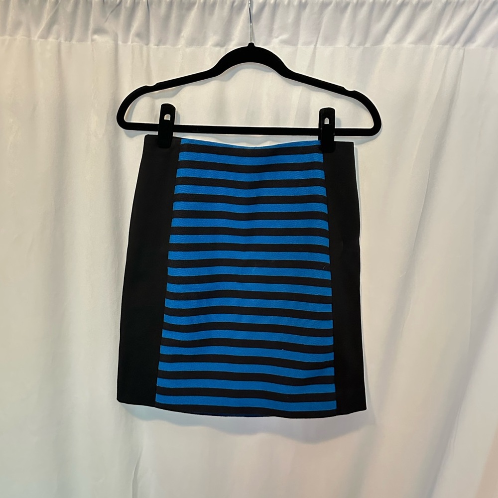 Ann Taylor Black and Blue Striped Mini Skirt